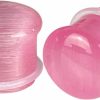 Generic Pair Of Pink Cat Eye Stone Single Flare Plugs (Stn-720) Body Piercing Plugs