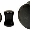 Mystic Metals Body Jewelry Mystic Metals Body Jewelry Pair Of Convex Silver Obsidian Stone Double Flare Plugs (Stn-748) Body Piercing Plugs