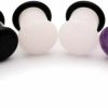 Mystic Metals Body Jewelry Mystic Metals Body Jewelry Set Of 3 Pairs Single Flare Stone Plugs - 6G - 4Mm - (White Jade, Amethyst, Black Agate) Body Piercing Plugs