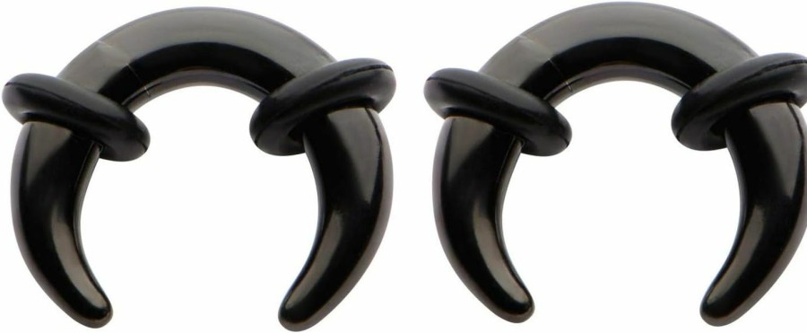 Zaya Body Jewelry Pair Black Steel 00G 0G 2G 4G 6G 8G 10G 12G Ear Plugs Tunnels Tapers Pinchers Horseshoes Gauges Septum Body Piercing Plugs