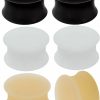 bodyjewellery Bodyjewellery 3 Pairs Ear Plug Skin White Black Sili Double Flare Earring Solid Gauges Ears Tunnel Exper Piercing More Size Options Body Piercing Plugs