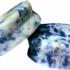 Generic Pair 00G (10Mm) Blue Spot Jasper Stone Plugs Double Flare Gauges Organic White Tunnels (2Pcs) Body Piercing Plugs