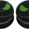 Oasis Plus Balala Black Acrylic Green Halloween Skull Ear Gauges Piercing Tunnels Plugs Statement Earrings Body Piercing Plugs