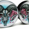 Pierced Republic Pierced Republic Ram & Flower Ear Plugs - Acrylic Screw-On - 12 Sizes Pair Body Piercing Plugs