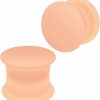 Evonix 2Pc Silicone Skin Tone Double Flared Saddle Earring Ear Stretcher Gauge Plug Lobe Earring Piercing Jewelry Body Piercing Plugs