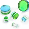 CHUANCI Pair Green Glass Double Flare Solid Ear Plug Expander Purple Glass Ear Gauge Tunnel Body Piercing Jewelry 6Mm-25Mm/2G-1'' Body Piercing Plugs