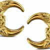 Earblity 2Pcs Crescent Moon Saddle Plugs 316 Stainless Steel Ear Gauges Hypoallergenic Ear Gauges Expander Piercing Body Jewelry Body Piercing Plugs