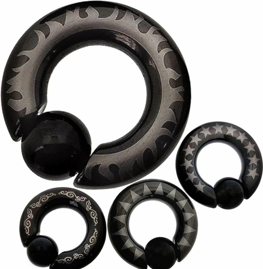 MoDTanOiz - Flesh tunnels Surgical Steel Captive Bead Ring Cbr Bcr Ear Weight Ear Gauge Plugs Earring Piercing Available Size 8G (3Mm) To 0G (8Mm) Please Choose Size And Color (1 Pair Only) Body Piercing Plugs