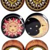 Qmcandy Qmcandy 2G-13/16 Inch Sun Moon Natural Wood Wooden Acrylic Ear Tunnels Plugs Piercing Gauge Expander Set Body Piercing Plugs