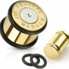 Dynamique Dynamique Pair Of Bullet Gold Ip 316L Surgical Steel Plugs With O-Rings Body Piercing Plugs