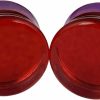 Mystic Metals Body Jewelry Pair Of Red/Aqua Iridescent Double Sided Glass Plugs (Pg-547) Body Piercing Plugs