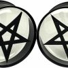 Mystic Metals Body Jewelry Pair Of Black Embedded Pentagram In Clear Resin Plugs (Mto-066) Body Piercing Plugs