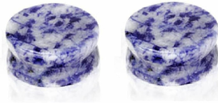 Pierced Owl Pierced Owl - Blue And White Spotted Semi Precious Stone Solid Saddle Fit Plugs, Sold As A Pair Body Piercing Plugs