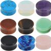 blue palm jewelry Blue Palm Jewelry 18Pc Stone Ear Plugs Double Flare Saddle Stretching Gauges Expander 2G-25Mm E553 Body Piercing Plugs