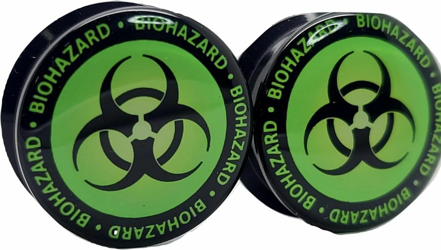 Pierced Republic Pierced Republic Biohazard Symbol Ear Plugs - Acrylic Screw-On - 10 Sizes Pair* Body Piercing Plugs