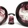 Mystic Metals Body Jewelry Pair Of Smokey Swirl Glass Double Flare Plugs (Pg-582) Body Piercing Plugs