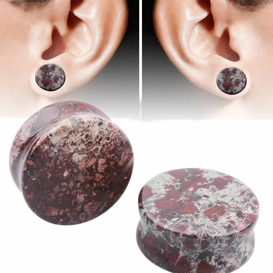 Bloomfall Bloomfall Gauge Opal Ear Plugs Piercing Jewelry Set Double Flare Saddle Stretching Gages Tunnels Expander 5Mm-25Mm Body Piercing Plugs