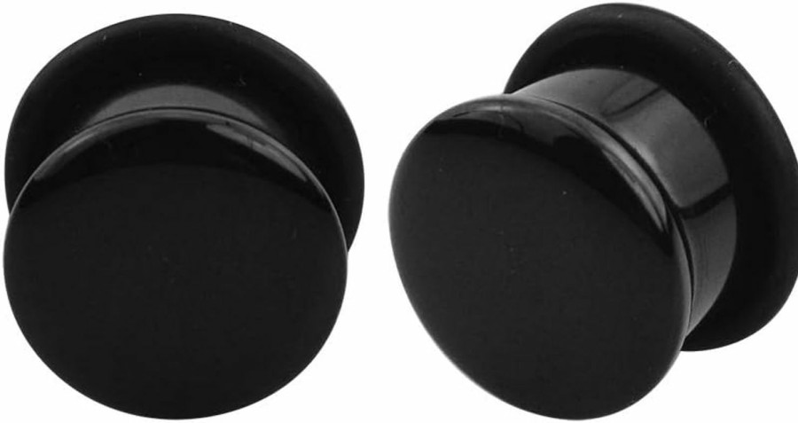 blue palm jewelry Blue Palm Jewelry Pairs Of Black Glass Single Flare Plugs Sizes 2Ga-13/16 E586Bk Body Piercing Plugs