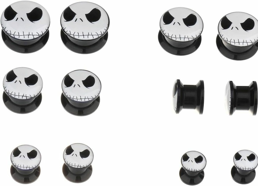 IPINK Ipink-Evil Jack Skellington - The Nightmare Before Christmas Ear Plugs - Acrylic Screw-On - New - 6 Sizes - New *Pair* Body Piercing Plugs