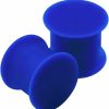 BanaVega 2Pcs Silicone Dark Blue Double Flared Saddle Cute Stretcher Ear Gauge Plug Earring Lobe Piercing Jewelry Choose Sizes Body Piercing Plugs