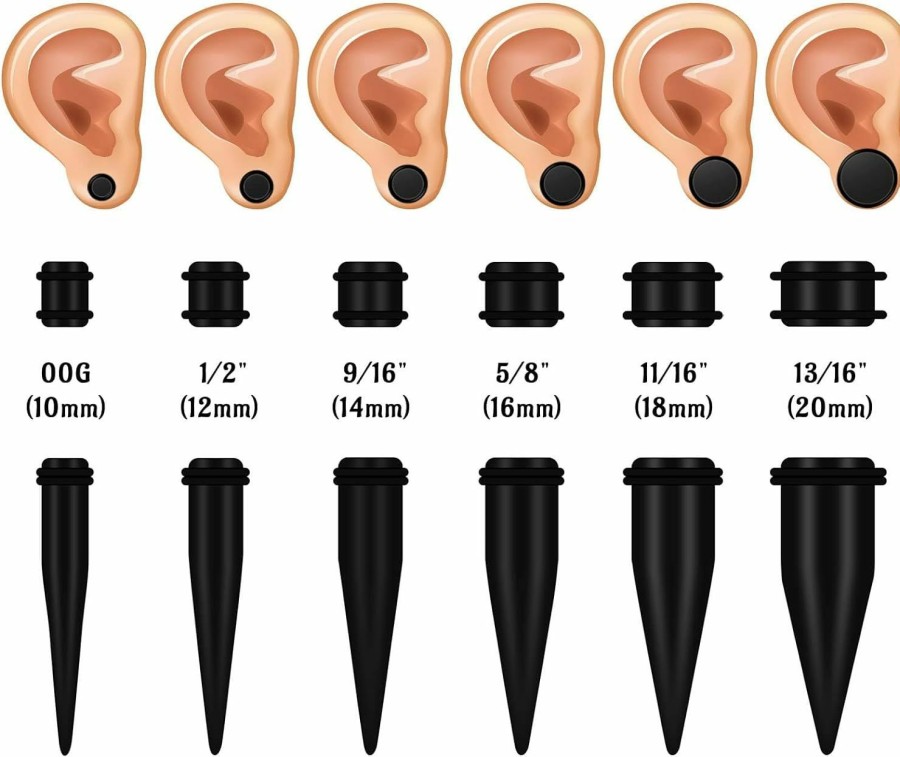 Longbeauty Longbeauty 24Pcs Big Gauges Kit Ear Stretching Kit 00G-20Mm Acrylic Tapers Plugs Body Piercing Set Body Piercing Plugs