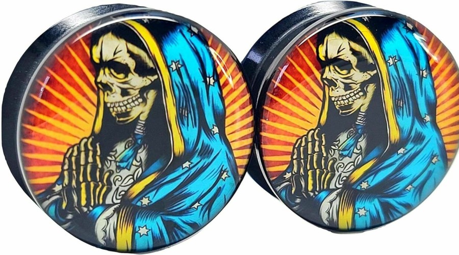 Pierced Republic Pierced Republic Holy Skeleton Ear Plugs - Acrylic Screw-On - 10 Sizes Pair* Body Piercing Plugs