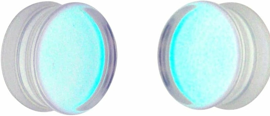 Generic Pair Of Iridescent Aurora Borealis Glass Double Flare Plugs (Pg-562) (3/4\" (19Mm)) Body Piercing Plugs