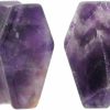 Mystic Metals Body Jewelry Mystic Metals Body Jewelry Pair Of Amethyst Stone Coffin Shaped Double Flare Plugs (Stn-651) (3/4\" (19Mm)) Body Piercing Plugs