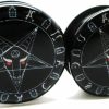 Pierced Republic Pierced Republic Pair* Black Baphomet Pentagram Ear Plugs - Acrylic Screw-On - 10 Sizes Body Piercing Plugs