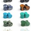 Ruifan Ruifan 10 Pairs Set Natural Mixed Stone Saddle Ear Plugs Stretcher Expander Tunnels Gauges Piercing Jewelry 2G-12Mm Body Piercing Plugs