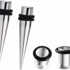 Bngukju Bngukju 2 Pairs Stainless Steel Ear Taper Stretching Kits + Ear Tunnel Gauges Plugs Expander Piercing Jewelry With O Rings Body Piercing Plugs