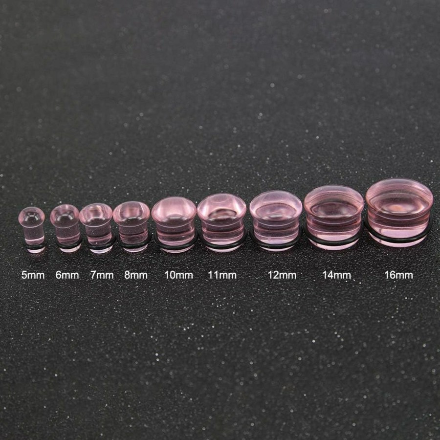 ZS Zs 4 Pairs Glass Ear Gauges Mushroom Single Flare Plugs Tunnels Ear Lobe Stretching Piercing 4G-5/8 Inches Body Piercing Plugs