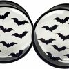 Mystic Metals Body Jewelry Mystic Metals Body Jewelry Pair Of Black Steel Round Plugs With Embedded Bats In Clear Resin (Mto-067) Body Piercing Plugs