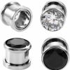 Changgaijewelry Cz Ear Tunnels Plugs Gauges Expander Stretcher Earrings Screw Cubic Zirconia Stainless Steel Piercings Body Jewelry 2 Pairs Set (00G(10Mm)) Body Piercing Plugs