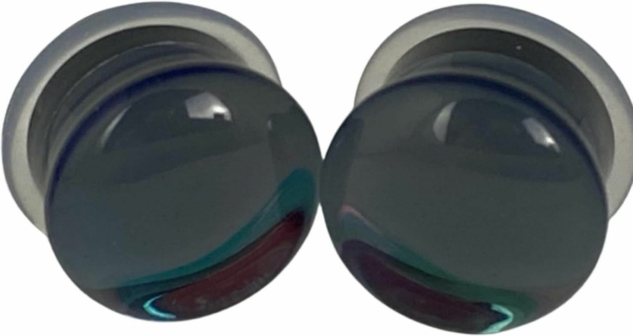 Mystic Metals Body Jewelry Pair Of Iridescent Smokey Glass Single Flare Plugs (Pg-603) Body Piercing Plugs