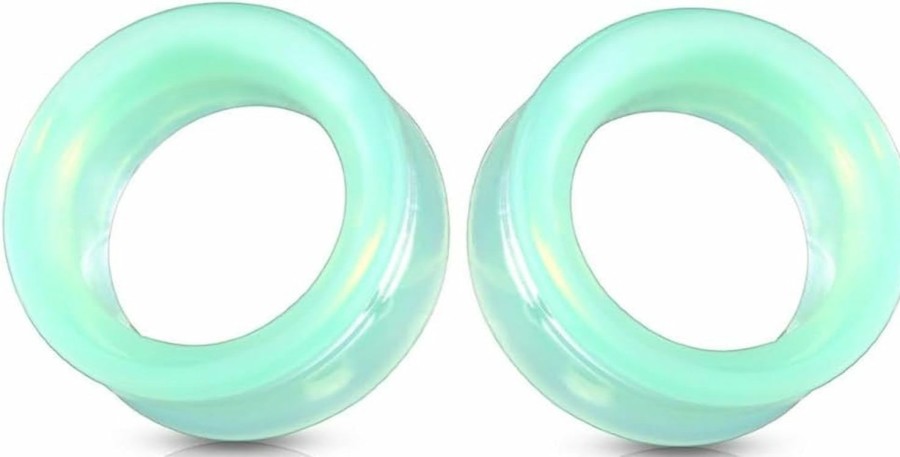 So Scene Hollow Green Opalite Glass Ear Plug Gauges Soscene Body Piercing Plugs