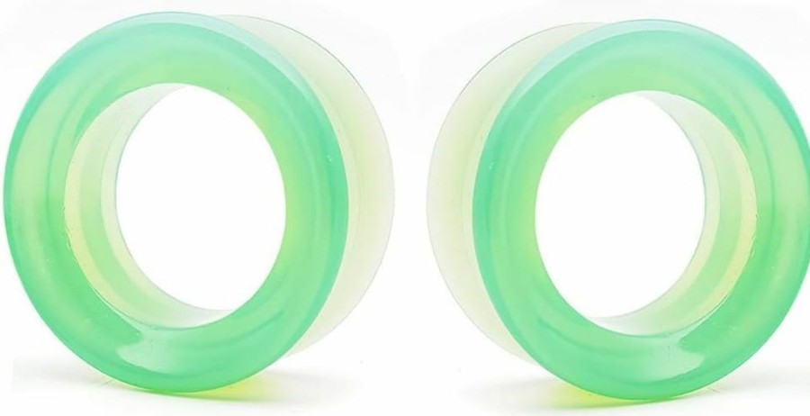 So Scene Hollow Green Opalite Glass Ear Plug Gauges Soscene Body Piercing Plugs