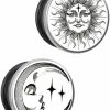 HEKEUOR Hekeuor Sun & Moon 316L Steel Single Flared Ear Gauge Stretcher With O Rings 1G(7Mm)-7/8\"(22Mm) Body Piercing Plugs