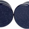 Generic Pair Of Blue Sand Stone Stone Double Flare Plugs (Stn-711) Body Piercing Plugs