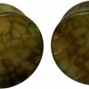 Mystic Metals Body Jewelry Pair Of Green Dragon Vein Agate Stone Plugs (Stn-750) Body Piercing Plugs