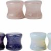 MiyouLuna Miyouluna Ear Plugs Gauges 3Pairs Rose Quartz Fluorite Opalite Ear Tunnel Expanders Double Flared Amazonite Flesh Piercings Body Jewelry Set Body Piercing Plugs