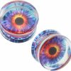 ZS Zs Acrylic Transparent Purple Eyeball Fashion Ear Plugs Tunnel Expander Gauges Piercing Body Piercing Plugs