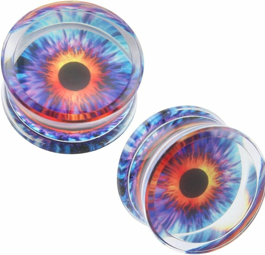 ZS Zs Acrylic Transparent Purple Eyeball Fashion Ear Plugs Tunnel Expander Gauges Piercing Body Piercing Plugs