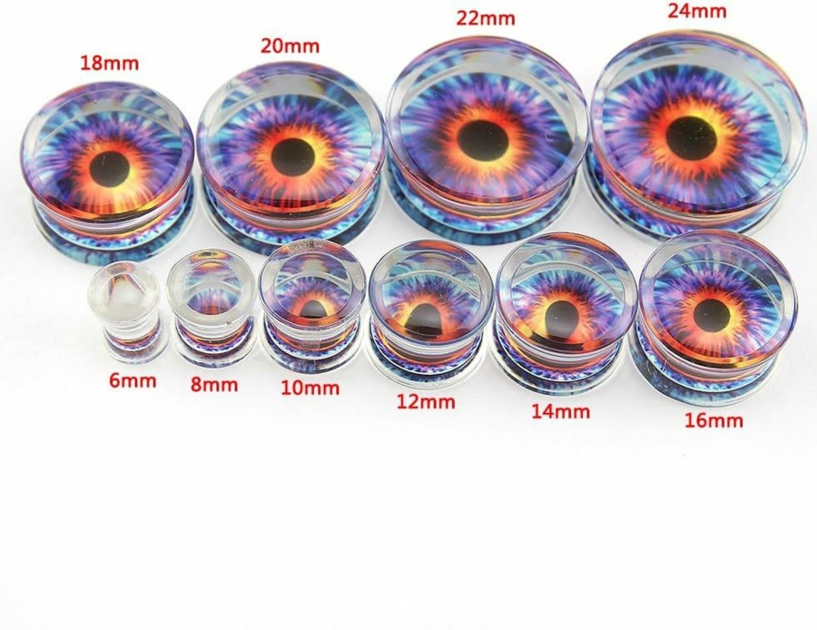 ZS Zs Acrylic Transparent Purple Eyeball Fashion Ear Plugs Tunnel Expander Gauges Piercing Body Piercing Plugs