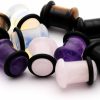 Mystic Metals Body Jewelry Mystic Metals Body Jewelry Set Of 5 Pairs Single Flare Stone Plugs - Amethyst, Black Agate, Opalite, Tiger Eye, Rose Quartz Body Piercing Plugs