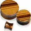 WildKlass Jewelry Wildklass Jewelry Natural Yellow Tiger Eye Semi Precious Stone Saddle Plug Body Piercing Plugs