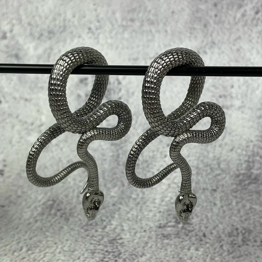 Mystic Metals Body Jewelry Mystic Metals Body Jewelry Pair Of 316L Stainless Steel Slithering Snake Hangers (Ps-296) Body Piercing Plugs