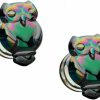 Pierced Owl Rainbow Owl Glass Double Flared Plugs, Sold As Pair Body Piercing Plugs