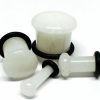 Mystic Metals Body Jewelry Mystic Metals Body Jewelry Single Flare White Jade Stone Plugs - 0G - 8Mm - Sold As A Pair Body Piercing Plugs