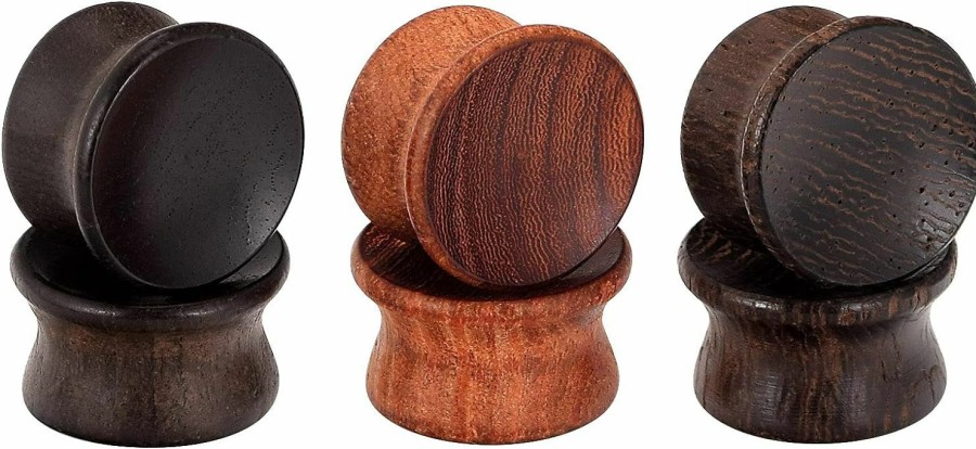 Oyaface Oyaface Wood Saddle Plugs Set Natural Ear Gauges Tunnels Plugs Stretchers 0G-30Mm Body Piercing Plugs